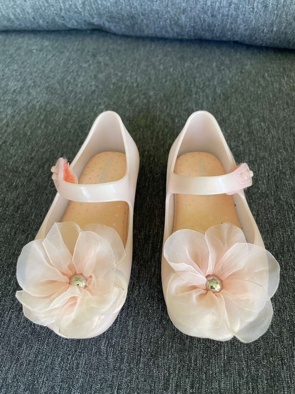 Mini Melissa pink jelly shoes 22/23 us 7 toddler flower flats girly dressy baby